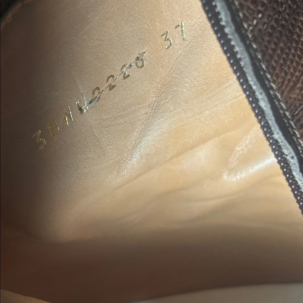 Maison Margiela boots embossed snakeskin Brown Textured Ankle Boots wedge bootie